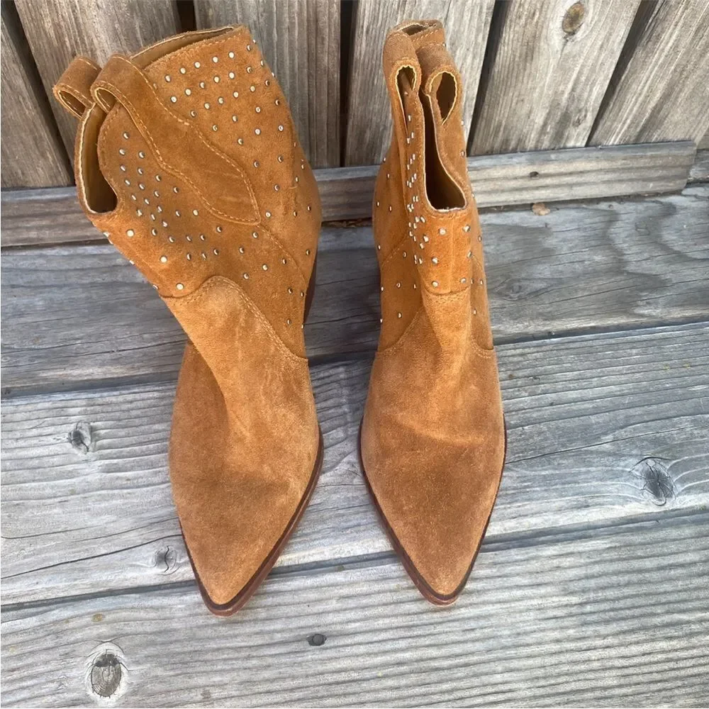 Schutz Laurinete suede Western Booties in brown size 6.5